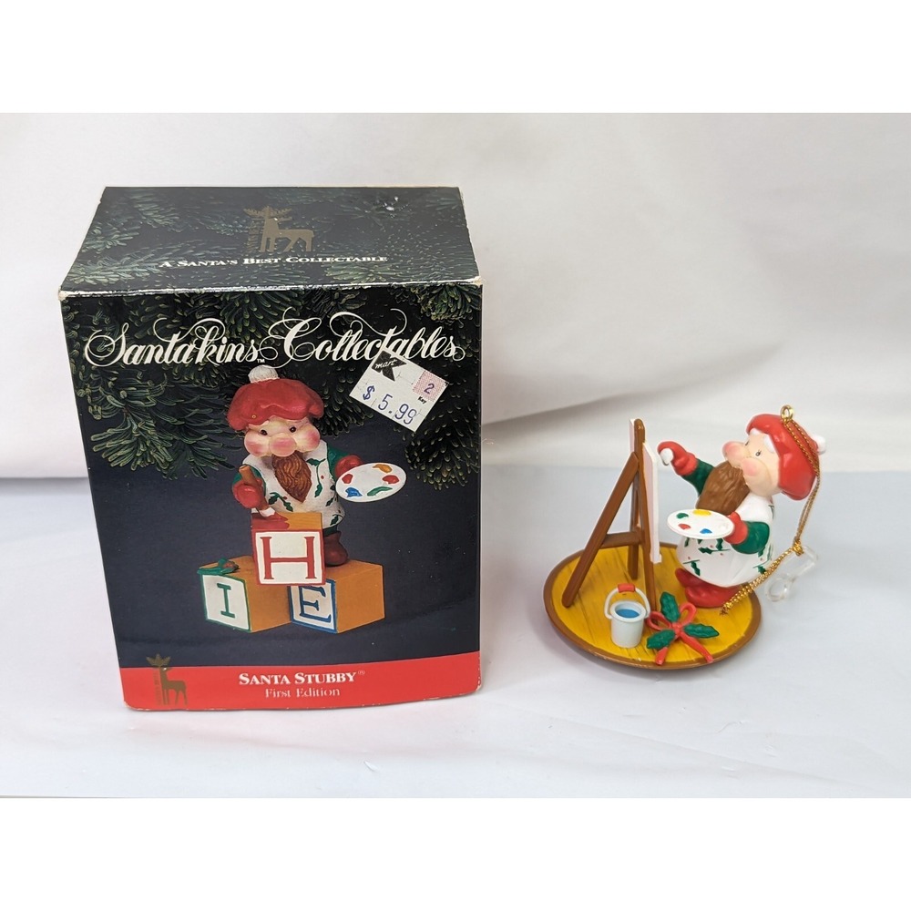Santakins Santa Stubby Painter Elf Ornament Rennoc 1991‎